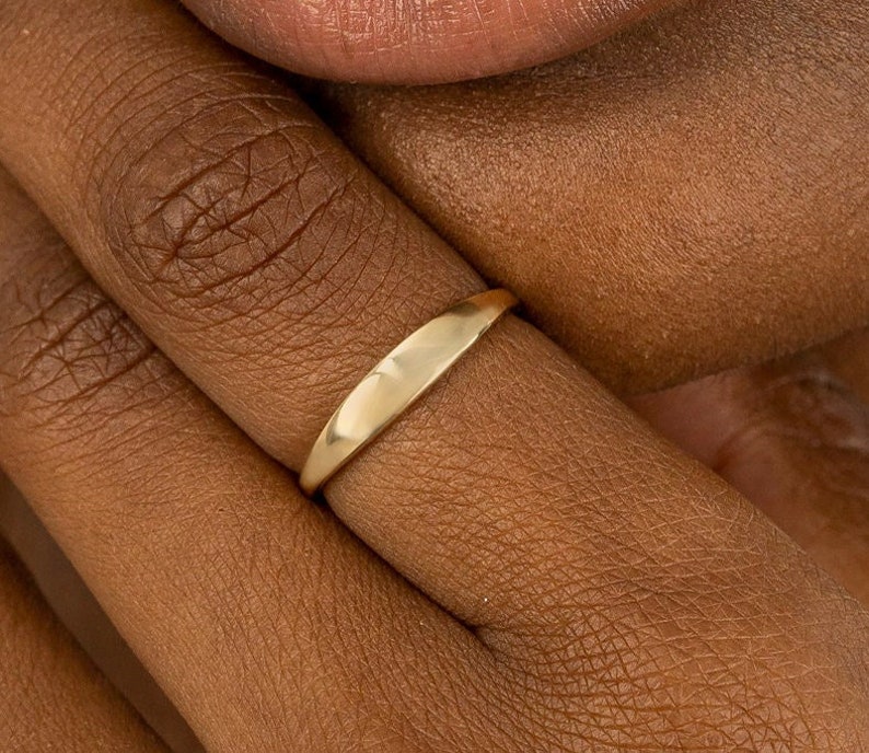 thin dome band in solid gold