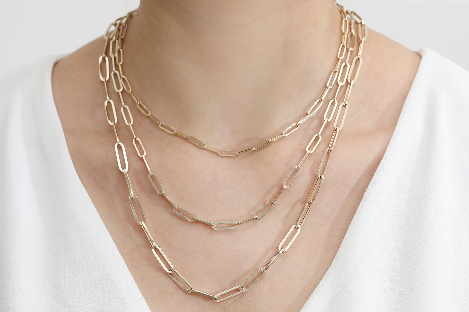 14k Solid Gold Paperclip Chain Necklace 14k Gold Paperclip Etsy