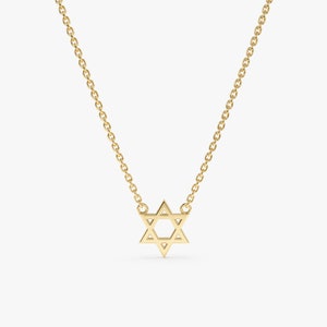 14k Star of David Necklace, Solid Gold Star Necklace, Solid Gold Necklace, Bat Mitzvah Gift, 14k Gold Necklace, Dainty Necklace, Matilda