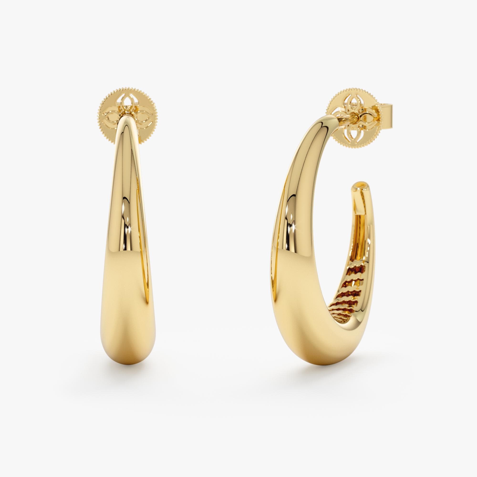 Graduated Hoops Tapered Hoop Earrings, 14k or 18k Solid Gold Earrings, Graduated Hoops ...