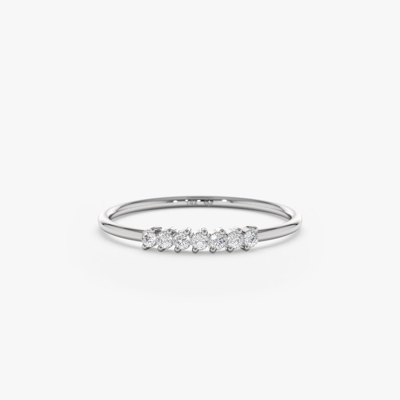 White gold dainty white diamond ring