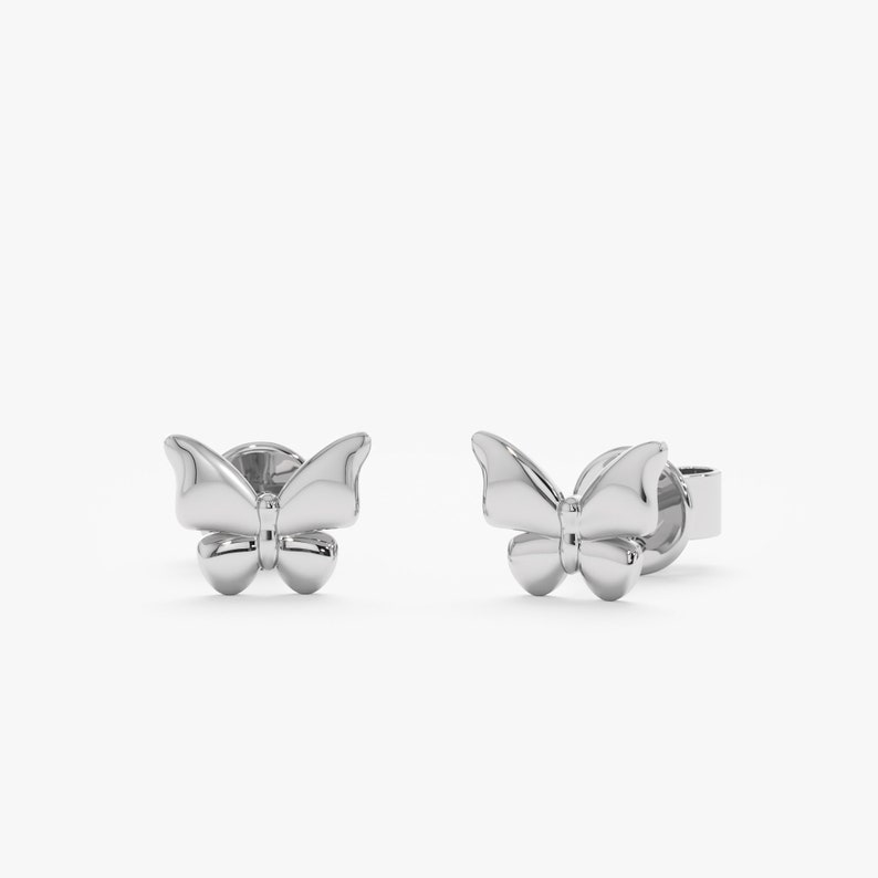solid white gold butterfly stud