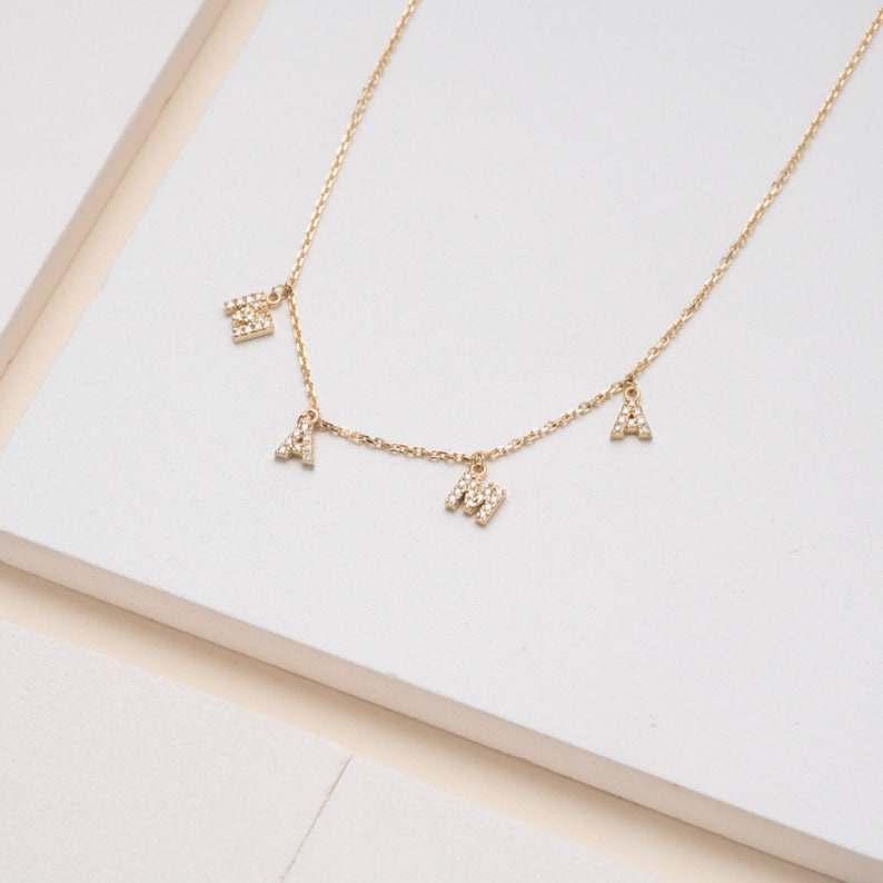 gold diamond MAMA necklace