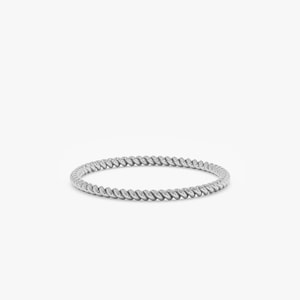 thin twist ring in solid white gold