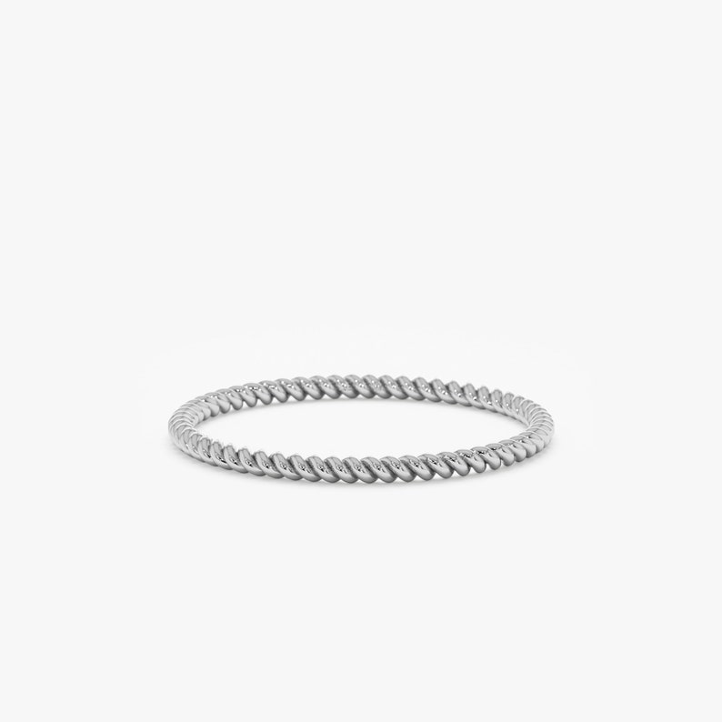 thin twist ring in solid white gold