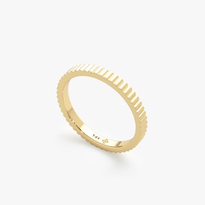 Solid Gold Wedding Band, Fluted Design, Modern Touch, 14k Or 18k, Timeless Dainty Classic Band, Textured Ring, Unique Plain Gold Band, Celia image 2