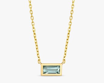 ALARRI 0.55 Carat 14K Solid Gold Love Me Tender Aquamarine Necklace with 24 Inch Chain Length ALARRI 0.55 Carat 14K Solid Gold Love Me Tender Aquamarine Necklace with 24 Inch Chain Length