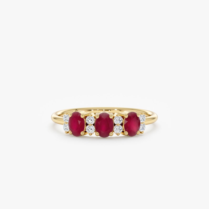 red ruby solid gold diamond ring