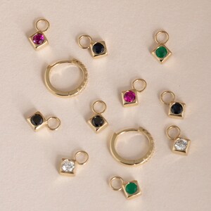 natural gemstone huggie charms for birthstone