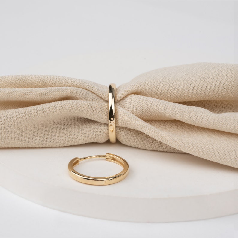 yellow gold dainty hoops
