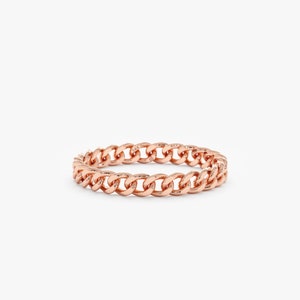 solid rose gold 14k cuban chain ring
