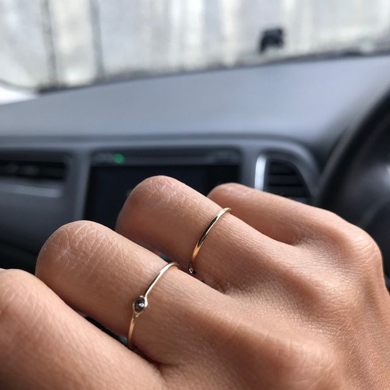 14k Gold Simple Wedding Band Ring, Thin Gold Ring, Simple Plain Gold Ring, Minimalist Wedding Ring, 1.2mm, Stacking Plain Gold Ring, Julia image 5