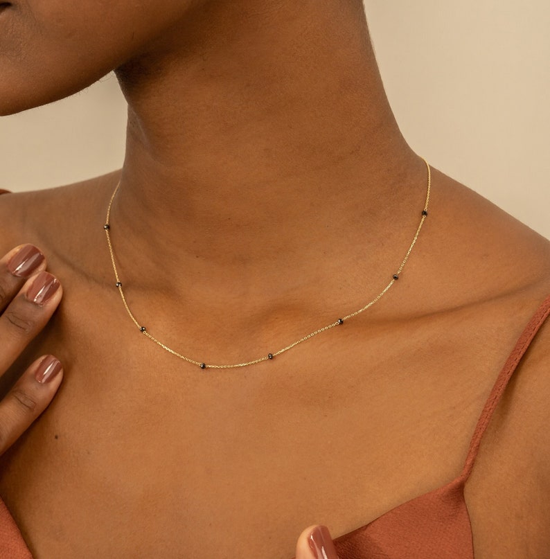 petite black diamond station choker