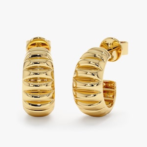 Aphrodite Thick Gold Textured Hoops main image 0