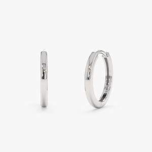 solid white gold huggie earrings