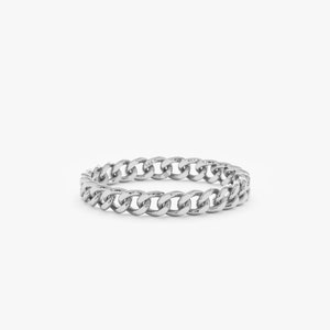 dainty cuban chain ring in14k white gold