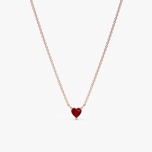 Natural Ruby Necklace, Heart Necklace, 14K Solid Gold and Ruby Necklace ...