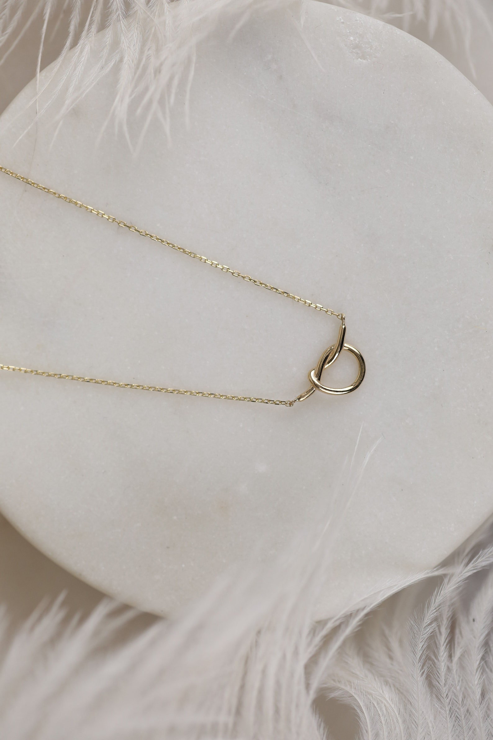 14k Solid Gold Promise Necklace / Knot necklace / Love Etsy