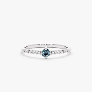 White Gold Diamond Blue Topaz Ring