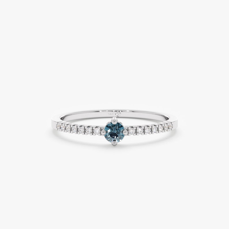 White Gold Diamond Blue Topaz Ring