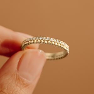 ball ring with April birthstone diamonds