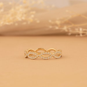 14k Solid Gold Diamond Eternity Ring, Dainty Gold Ring, Wedding Ring ...