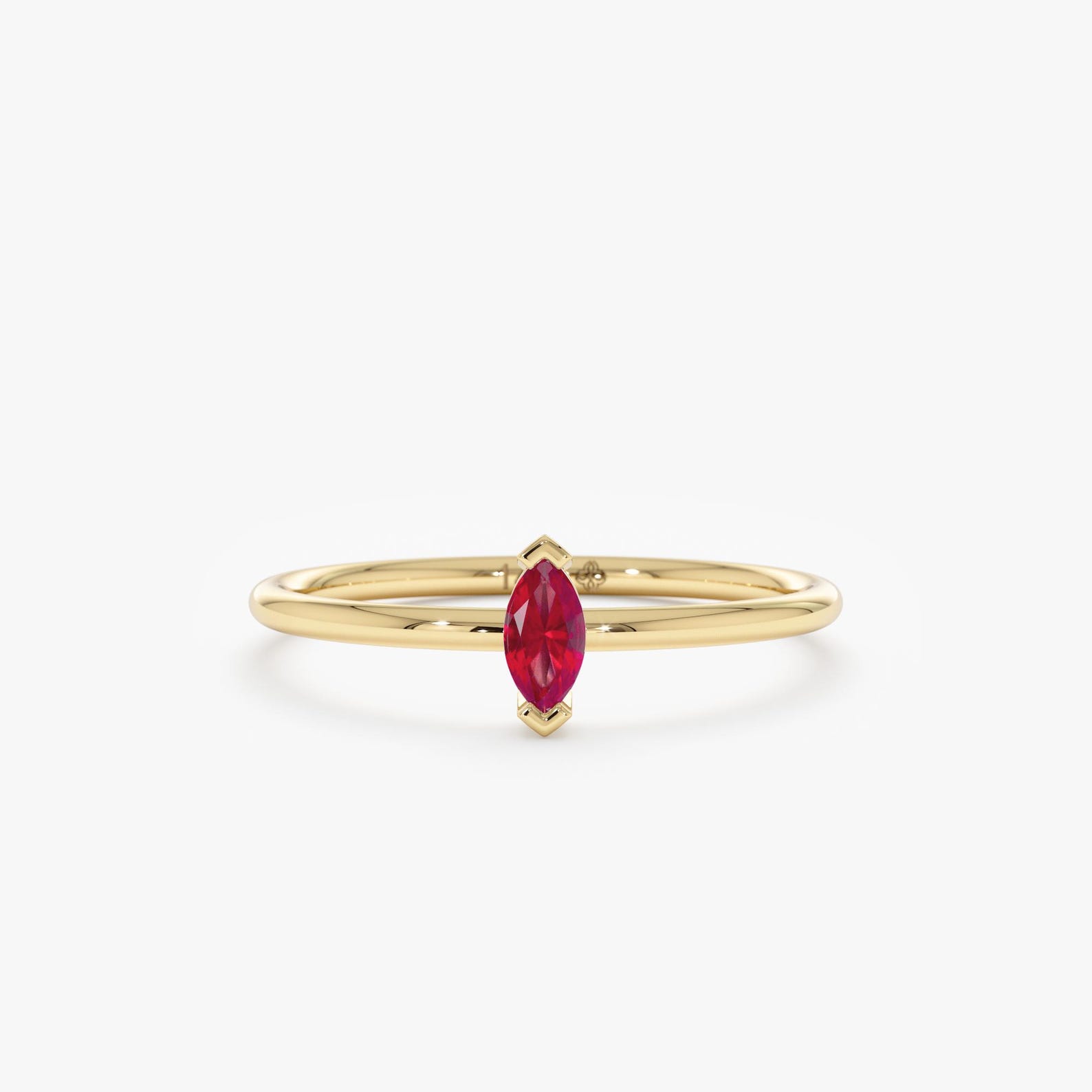 Marquise Ruby Ring, Solid Gold Horizontal Gemstone Ring, Dainty July ...