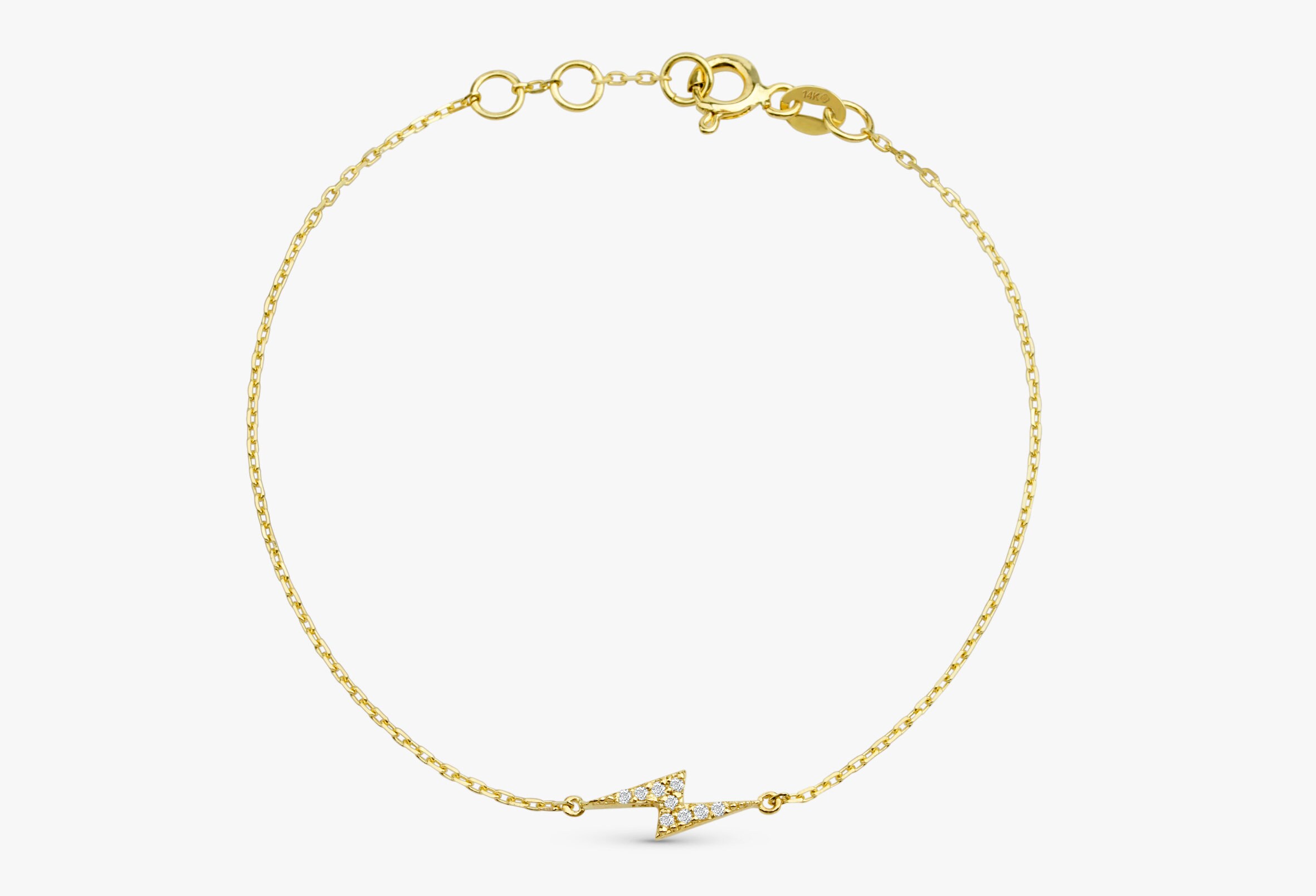 14k Gold Diamond Lightning Bolt Bracelet / Electra ...