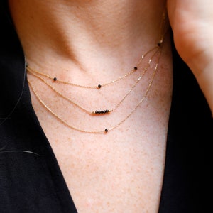 natural black diamond necklace stack