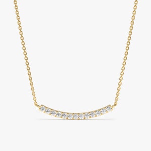Diamond Dainty Bar Necklace, 14k Small Diamond Necklace, White, Yellow, Rose Gold, Layering Collar Chain, Diamond Choker, Gift for Her, Ava