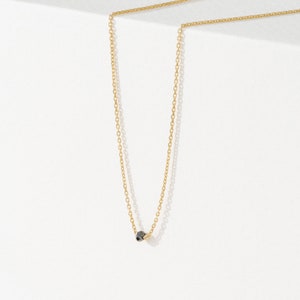 14k gold necklace with single black diamond