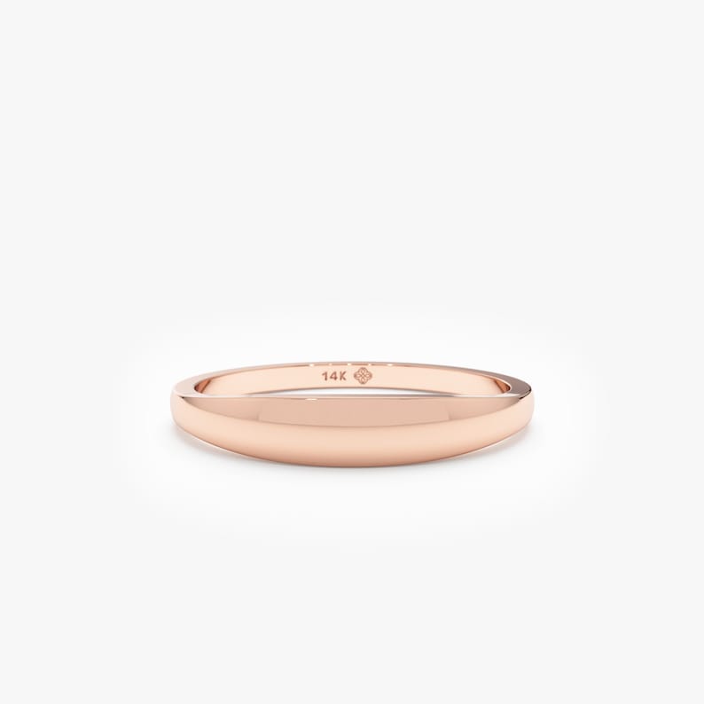 curved signet ring in rose gold