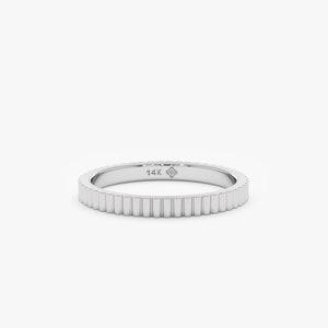 14k thin ribbed ring in white gold