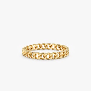 3mm cuban chain ring in solid gold