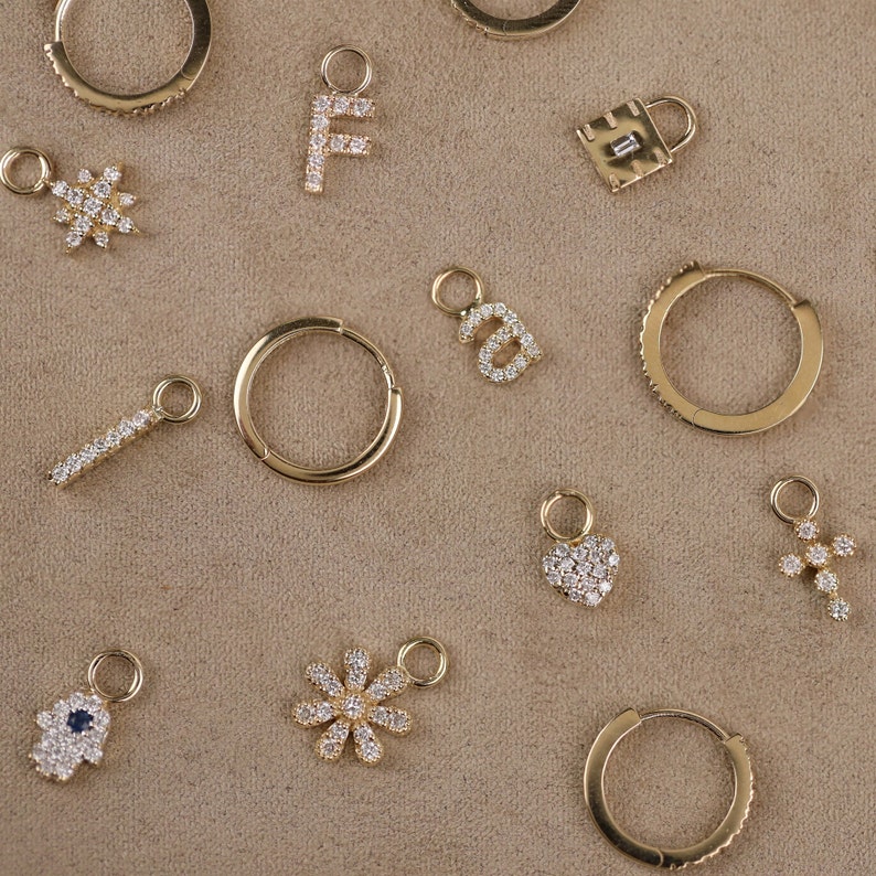 Plain Gold Diamond Earring Charms in various shapes