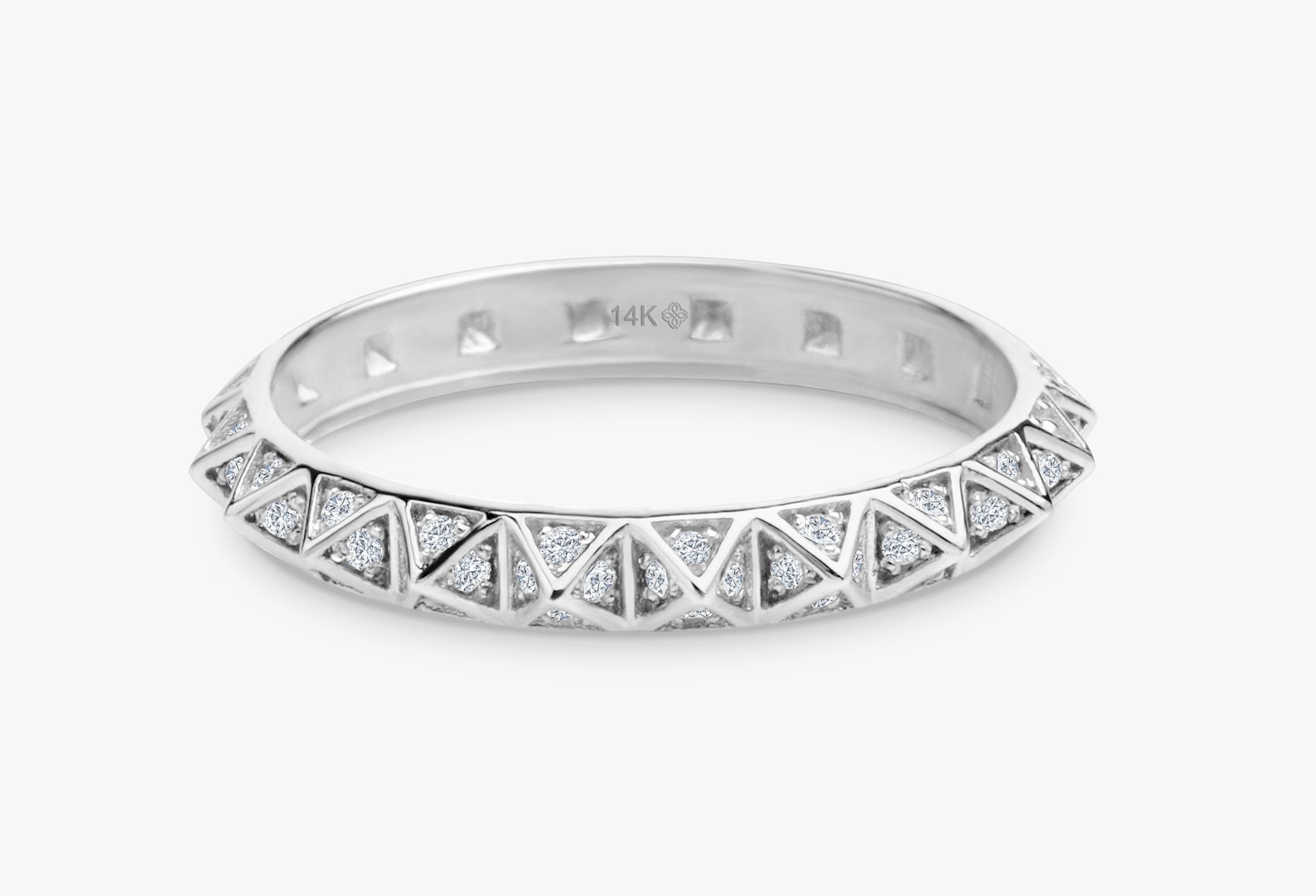 14k Gold Diamond Spike Ring Half Eternity Ring Unique Etsy