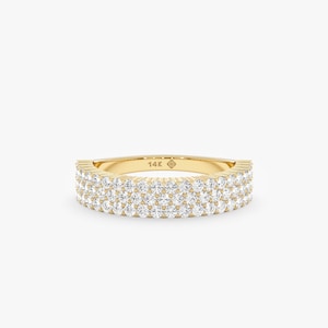 Diamond Wedding Band, 14k or 18k Solid Gold Diamond Ring, Wide Gold Band, Pave Diamond Wedding Ring, Natural Diamond Statement Ring, Marisol