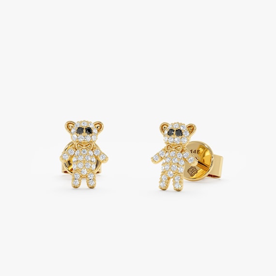 Bear stud earrings deals
