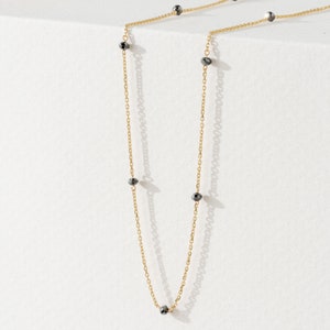 natural black diamond station necklace