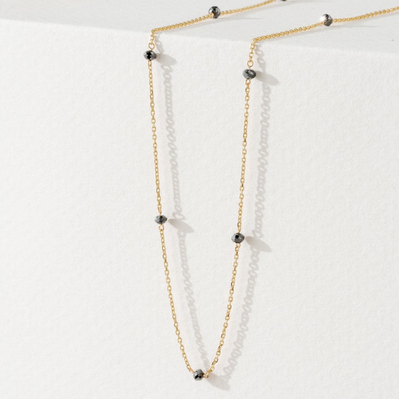 natural black diamond station necklace