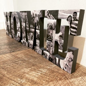 Iniciales con foto personalizadas, letras de madera personalizadas hechas a mano (15 cm)