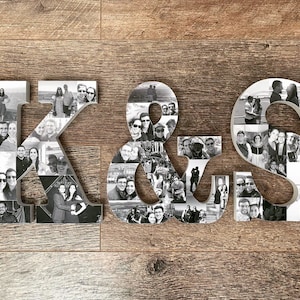 Personalisierte Foto Initialen, personalisierte handgemachte Holzbuchstaben (20 cm)