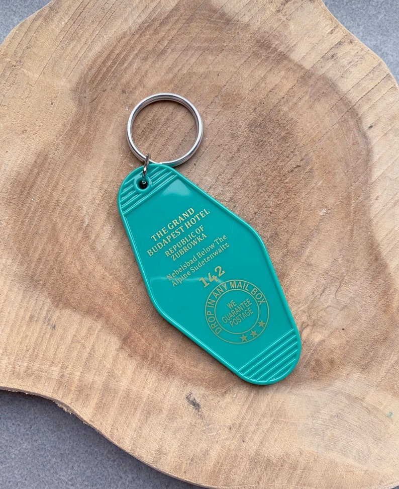 Wes Anderson | Zubrowka | Monsieur Gustave | Turquoise | Movie | Keyring | Keychain | Whimsical Grand Budapest Hotel Motel Key Ring