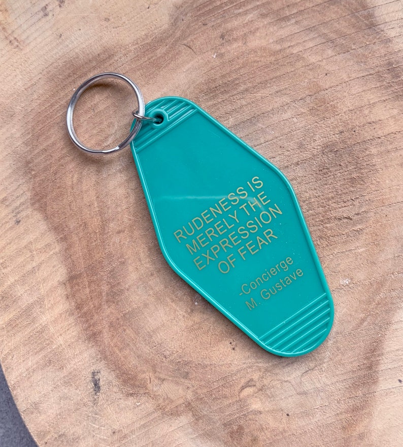 Wes Anderson | Zubrowka | Monsieur Gustave | Turquoise | Movie | Keyring | Keychain | Whimsical Grand Budapest Hotel Motel Key Ring