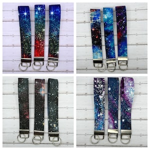Handmade    Celestial Print  , Space, Stars 6&quot; Fabric Key Fob Keyfob Keychain Wristlet Keys