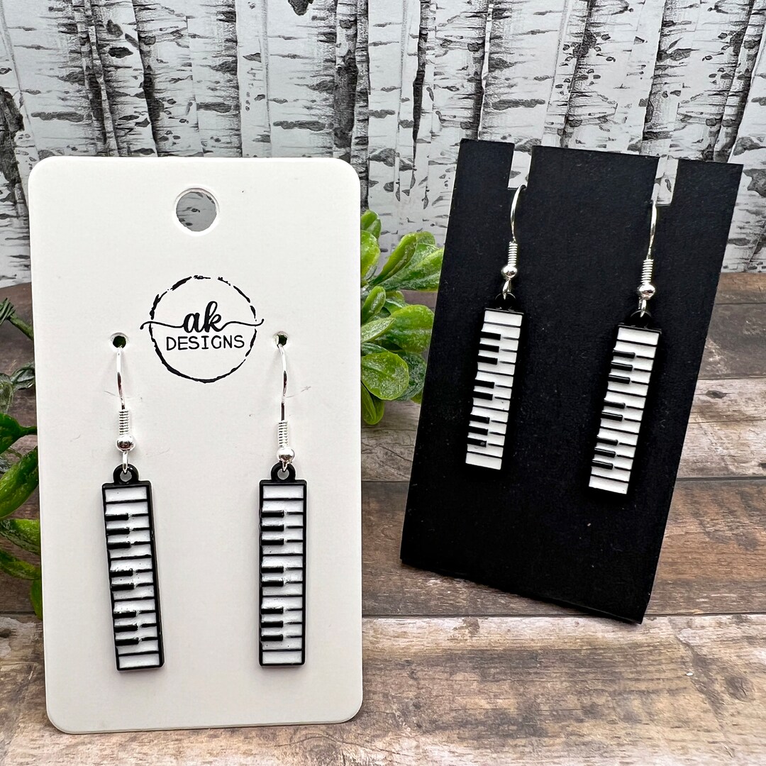 Piano Keyboard Music Theme Dangle Earrings, Hypoallergenic Gift for ...