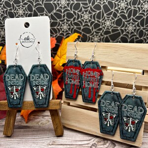 Coffin Shaped Acrylic Halloween Death Creepy Spooky Hypoallergenic Dangle Earrings