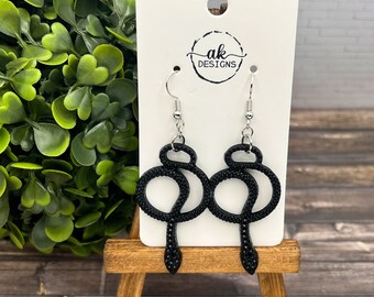 Black Serpent Long Snake Hypoallergenic Dangle Earrings