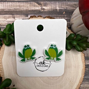 Cute Frog Cartoon Handmade Plastic Stud Earrings