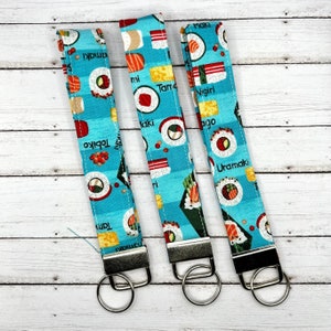 Handmade    Sushi / Nigiri / Tobiko   6&quot; Fabric Key Fob Keyfob Keychain Wristlet Keys